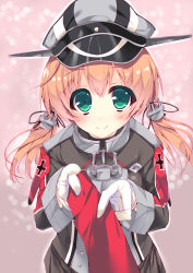 Rule 34 | 10s, 1girl, anchor hair ornament, bad id, bad pixiv id, blonde hair, gloves, green eyes, hair ornament, hat, kantai collection, long hair, looking at viewer, noto kurumi, peaked cap, prinz eugen (kancolle), smile, solo, twintails, white gloves
