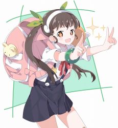 Rule 34 | + +, 1girl, :d, backpack, bag, bakemonogatari, bangle, black skirt, blush, bracelet, brown hair, collared shirt, commentary request, double v, fang, green ribbon, hachikuji mayoi, hair ribbon, hairband, highres, jewelry, long hair, md5 mismatch, monogatari (series), open mouth, outstretched arms, pleated skirt, red eyes, resolution mismatch, ribbon, shirt, short sleeves, skirt, smile, solo, source larger, sparkle, stuffed animal, stuffed toy, suspender skirt, suspenders, tantan men (dragon), teddy bear, twintails, v, very long hair, white hairband, white shirt