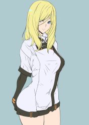Rule 34 | 1girl, ashiomi masato, blonde hair, blue eyes, breasts, closed mouth, gloves, guilty gear, guilty gear xx, long hair, looking at viewer, millia rage, simple background, smile, solo