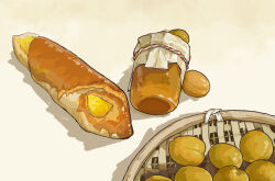 Rule 34 | apricot (fruit), basket, bmu s, cream, food, food focus, fruit, fruit basket, highres, jar, no humans, original, pastry