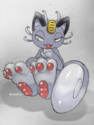 Rule 34 | alolan form, alolan meowth, androgynous, artist request, black eyes, cat, creatures (company), full body, furry, game freak, gen 7 pokemon, gender request, gradient background, highres, nintendo, no humans, pokemon, solo