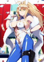 Rule 34 | 1girl, ahoge, animal ears, artoria pendragon (all), artoria pendragon (fate), artoria pendragon (swimsuit ruler) (fate), bare shoulders, blonde hair, blue neckwear, blue pantyhose, braid, breasts, card, cleavage, closed mouth, clothing cutout, detached collar, fake animal ears, fate/grand order, fate (series), feather boa, fishnet pantyhose, fishnets, french braid, green eyes, hair between eyes, highleg, highleg leotard, highres, large breasts, leotard, long hair, mku, navel, navel cutout, necktie, pantyhose, playboy bunny, playing card, ponytail, rabbit ears, sidelocks, smile, thigh strap, tiara, white leotard, wrist cuffs
