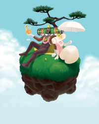 Rule 34 | 1girl, absurdres, couple, family, floating island, hetero, highres, katamari damacy, king of all cosmos, official art, planet, queen of all cosmos, the prince, tree, umbrella