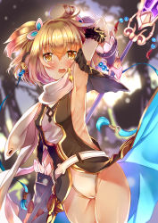 Rule 34 | 10s, 1girl, absurdres, andira (granblue fantasy), animal ears, blonde hair, breasts, cameltoe, detached sleeves, erune, granblue fantasy, highres, leotard, monkey ears, open mouth, short hair, sideboob, small breasts, solo, staff, xephonia, yellow eyes