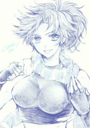 Rule 34 | 1girl, breasts, crop top, fingerless gloves, genderswap, genderswap (mtf), gloves, impossible clothes, impossible shirt, jojo no kimyou na bouken, joseph joestar, joseph joestar (young), large breasts, midriff, monochrome, noir39, ponytail, scarf, shirt, solo, striped clothes, striped scarf