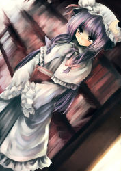 Rule 34 | 1girl, book, female focus, hat, library, long hair, patchouli knowledge, pino (birthdayparty), pino (pixiv), purple hair, solo, touhou, voile