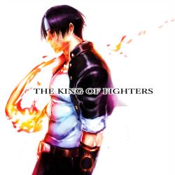 Rule 34 | 1boy, belt, black hair, blouse, closed mouth, copyright name, fire, gloves, headband, jacket, kusanagi kyou, male focus, pyrokinesis, sawao, shirt, simple background, snk, solo, the king of fighters, white background, white shirt