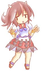 Rule 34 | 1girl, bad id, bad pixiv id, brown hair, deformed, geta, grey horns, horns, kijin seija, multicolored hair, red hair, simple background, solo, streaked hair, tilde (ice cube), tongue, tongue out, touhou, white background