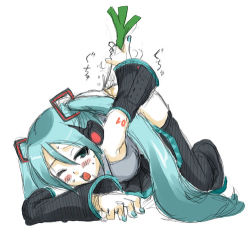 Rule 34 | dildo, food, food insertion, hatsune miku, lowres, masturbation, object insertion, spring onion, tagme, twintails, vocaloid