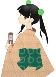 Rule 34 | 00s, anonymous soup, cellphone, highres, japanese clothes, kimono, looking back, otonashi meru, phone, sayonara zetsubou sensei, solo, transparent background, vector trace
