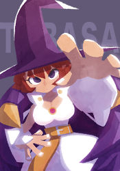 Rule 34 | 1girl, breasts, capcom, cleavage, hat, highres, large breasts, purple eyes, red hair, tabasa, warzard, witch hat, zettonamo888