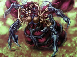Rule 34 | 1girl, antennae, blue eyes, breasts, duel monster, emudoru, arthropod girl, insect queen, insect wings, large breasts, monster girl, no nipples, solo, wings, yu-gi-oh!, yuu-gi-ou, yu-gi-oh! duel monsters