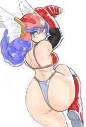 Rule 34 | 1girl, ass, breasts, dragon quest, dragon quest iii, highres, large breasts, purple hair, soldier (dq3), solo