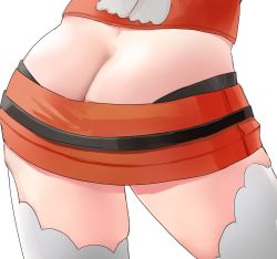 Rule 34 | 1girl, absurdres, ass, ass focus, butt crack, head out of frame, highres, hololive, hololive english, legs, lower body, miniskirt, panties, simple background, skirt, takanashi kiara, tanukidraws, thighhighs, thighs, underwear, virtual youtuber, white background
