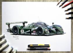 Rule 34 | absurdres, anthony-c, art tools in frame, artist name, bentley, bentley speed 8, car, colored pencil, colored pencil (medium), commentary, dated, english commentary, highres, le mans prototype, marker (medium), mechanical pencil, michelin, michelin man, motor vehicle, pencil, photo (medium), race vehicle, racecar, real life, roundel, traditional media, union jack, vehicle focus, white background
