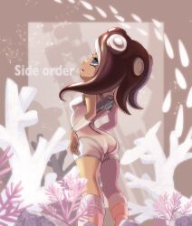 Rule 34 | 1girl, absurdres, arched back, arm warmers, ass, bodysuit, breasts, brown hair, commentary, copyright name, coral, eyelashes, fish, grey eyes, highres, long hair, nintendo, octoling, octoling girl, octoling player character, open mouth, pantylines, radio tower, ribbed socks, school of fish, sideways mouth, single arm warmer, sleeveless, sleeveless bodysuit, small breasts, socks, solo, splatoon (series), splatoon 3, splatoon 3: side order, standing, suction cups, tentacle hair, twitter username, wagasi425, white bodysuit, white socks, zipper