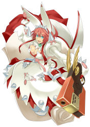 Rule 34 | 1girl, blue eyes, blush, breasts, cleavage, cleavage cutout, clothing cutout, clover, dress, earrings, elphelt valentine, female focus, fingernails over gloves, four-leaf clover, gloves, guilty gear, guilty gear xrd, hairband, highres, ippo, jewelry, large breasts, pink hair, short hair, smile, solo, spikes, veil