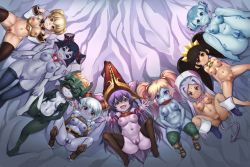 Rule 34 | 10hmugen, 6+girls, animal ears, ashley (warioware), black hair, blonde hair, blue skin, blush, boots, breasts, chromie, clothes lift, colored skin, feet, from above, green eyes, hat, headdress, league of legends, long hair, looking at viewer, lulu (league of legends), lying, mask, midna, mirai nikki, monster girl, muffet, multiple girls, murmur (mirai nikki), nintendo, nipples, nude, on back, oppai loli, pointy tail, poppy (league of legends), princess ruto, pubic hair, purple hair, purple skin, pussy, riot games, shark girl, shirt lift, short hair, skindentation, small breasts, tail, take your pick, the legend of zelda, the legend of zelda: ocarina of time, the legend of zelda: twilight princess, thigh gap, thighhighs, thighs, tristana, twintails, uncensored, undertale, warcraft, warioware, world of warcraft, yordle
