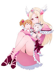 Rule 34 | 1girl, alternate costume, alternate eye color, alternate hair color, black hairband, black panties, blonde hair, blush, boots, bow, capelet, character doll, closed mouth, cure passion, cure peach, detached sleeves, eas (fresh precure!), fresh precure!, frilled capelet, frilled skirt, frilled sleeves, frills, full body, hair ornament, hairband, heart, heart hair ornament, higashi setsuna, high heels, highres, long hair, long sleeves, looking at viewer, miniskirt, momozono love, panties, pantyshot, parted bangs, pink capelet, pink skirt, pink sleeves, precure, red bow, red eyes, red footwear, simple background, skirt, smile, solo, twintails, underwear, unpale, very long hair, white background