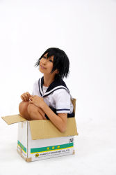 Rule 34 | box, cosplay, photo (medium), sailor, sayonara zetsubou sensei, school uniform, sekiutsu maria tarou, serafuku