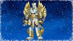 1boy angel angel_boy armor digimon digimon_(creature) male_focus oridigi original shakkoumon solo wings