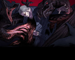 Rule 34 | 00s, 1boy, male focus, monster, nrvnqsr chaos, red eyes, solo, tsukihime, wallpaper