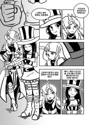 Rule 34 | armor, bling (wnsdud34), caitlyn (league of legends), comic, ear protection, forehead protector, greyscale, gun, hat, league of legends, leona (league of legends), long hair, monochrome, multiple girls, translation request, weapon