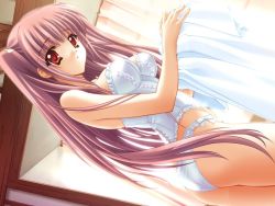 Rule 34 | 1girl, airi (quilt), carnelian, game cg, lingerie, pink hair, quilt, quilt (game), solo, twintails, two side up, underwear