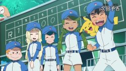Rule 34 | 2boys, 3girls, ash ketchum, baseball uniform, creatures (company), game freak, gen 1 pokemon, gen 7 pokemon, lana (pokemon), lillie (pokemon), mallow (pokemon), manane (pokemon), multiple boys, multiple girls, nintendo, pikachu, pokemon, pokemon (anime), pokemon (creature), pokemon sm, pokemon sm (anime), rowlet, screencap, sportswear