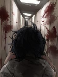 Rule 34 | blood, character request, copyright request, hallway, shousan (hno3syo), sketch, solo, source request