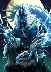 Rule 34 | claws, electricity, full moon, highres, looking at viewer, mane, monster, monster hunter, monster hunter (series), monster hunter portable 3rd, moon, moonlight, night, night sky, sky, takatsuki nato, wolf, zinogre