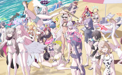 Rule 34 | &gt; &lt;, 1boy, 6+girls, ?, absurdly long hair, ahoge, akari (blue archive), ako (blue archive), alternate costume, alternate hairstyle, anger vein, animal ear fluff, animal ears, animal print, armpits, arms behind back, arms up, ayane (blue archive), ayane (swimsuit) (blue archive), azusa (blue archive), azusa (swimsuit) (blue archive), bare shoulders, beach, bead necklace, beads, bell, belt, bikini, black bikini, black hair, black hairband, black one-piece swimsuit, black shirt, black wings, blue archive, blue eyes, blue hair, blush, blush stickers, breasts, buried, cat ears, chise (blue archive), chise (swimsuit) (blue archive), cleavage, closed eyes, closed mouth, collarbone, commentary request, competition swimsuit, cow ears, cow print, cup, dark skin, demon horns, demon wings, denim, denim shorts, drinking glass, eyewear on head, falling, flat chest, flip-flops, flower, flying sweatdrops, food, food in mouth, fox ears, fox girl, fox tail, frilled bikini, frilled one-piece swimsuit, frills, from above, from behind, full body, green bikini, green eyes, grey background, grey hair, hair between eyes, hair flower, hair ornament, hairband, hairclip, halo, haruna (blue archive), haruna (swimsuit) (blue archive), heart, hifumi (blue archive), highres, hina (blue archive), hina (swimsuit) (blue archive), hinata (blue archive), holding, holding cup, holding plate, holding sword, holding weapon, horns, hoshino (blue archive), hoshino (swimsuit) (blue archive), index fingers together, iori (blue archive), iori (swimsuit) (blue archive), izumi (blue archive), izumi (swimsuit) (blue archive), izuna (blue archive), izuna (swimsuit) (blue archive), jewelry, junko (blue archive), kneeling, large breasts, long hair, looking at another, low wings, lying, mari (blue archive), mari (swimsuit) (blue archive), mashiro (blue archive), mashiro (swimsuit) (blue archive), medium breasts, michiru (blue archive), mika (blue archive), mimori (blue archive), mimori (swimsuit) (blue archive), mismatched pupils, motion lines, multi-strapped bikini bottom, multiple girls, navel, neck bell, necklace, neru (blue archive), nonomi (blue archive), nonomi (swimsuit) (blue archive), ocean, octopus, off-shoulder bikini, off shoulder, on back, on stomach, one-piece swimsuit, orange hair, own hands clasped, own hands together, parasol, pink bikini, pink hair, plate, ponytail, popsicle, popsicle in mouth, puff of air, purple eyes, purple hair, red bikini, red eyes, sandals, school swimsuit, sensei (blue archive), serika (blue archive), serika (swimsuit) (blue archive), shaded face, shiroko (blue archive), shiroko (swimsuit) (blue archive), shirt, shizuko (blue archive), shizuko (swimsuit) (blue archive), short sleeves, shorts, side-tie bikini bottom, sidelocks, sitting, small breasts, smile, spaghetti strap, squatting, squiggle, standing, stomach, striped bikini, striped clothes, sunglasses, sweatdrop, swimsuit, sword, tail, thighlet, tonomiya68, top-down bottom-up, trapped, tsurugi (blue archive), tsurugi (swimsuit) (blue archive), twintails, two side up, umbrella, v, very long hair, wakamo (blue archive), wakamo (swimsuit) (blue archive), walking, wariza, water, waving, weapon, white bikini, winged halo, wings, wooden sword, yellow bikini, yellow eyes, yuuka (blue archive)