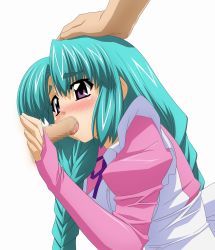 Rule 34 | 1990s (style), 1girl, absurdres, braid, canal vorfeed, censored, fellatio, green hair, hand on another&#039;s head, highres, lost universe, oral, penis, retro artstyle, saliva, solo focus, sugimura tomokazu