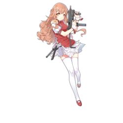 Rule 34 | 1girl, animal, animal on shoulder, belt, blush, braid, brown hair, china dress, chinese clothes, closed mouth, collar, dress, frilled skirt, frills, full body, girls&#039; frontline, gun, hair between eyes, hair ornament, hairclip, hamster, holding, holding gun, holding weapon, kyouki no kimi, long hair, looking at viewer, magazine (weapon), official art, puffy short sleeves, puffy sleeves, red dress, red footwear, shoes, short sleeves, skirt, solo, standing, submachine gun, t77 (girls&#039; frontline), t77 submachine gun, thighhighs, transparent background, type 77 submachine gun, weapon, white skirt, white thighhighs, wristband, yellow eyes, zettai ryouiki