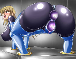 Rule 34 | 1girl, all fours, anus, ass, blonde hair, blush, breasts, censored, female focus, game cg, hajime shindo, highres, huge ass, huge breasts, latex, latex legwear, latex suit, leotard, long hair, mosaic censoring, naughty face, nipples, purple eyes, pussy, shiny clothes, smile, spread anus, spread pussy, tenjouin asuka, thong leotard, yu-gi-oh!, yu-gi-oh! gx