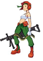 Rule 34 | 1girl, advance wars, ammunition belt, armband, belt pouch, bob cut, boots, bra, brown hair, bullet, cross-laced footwear, domino, domino (advanced wars), flat chest, full body, gloves, gun, hairband, headband, hirata ryou, lace-up boots, legs apart, lingerie, machine gun, midriff, military, military uniform, navel, nintendo, official art, orange hair, pants, pants tucked in, pouch, rifle, short hair, simple background, smile, solo, sports bra, standing, underwear, uniform, weapon, white armband, zipper