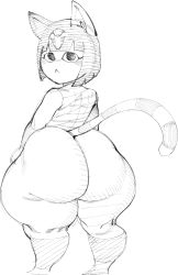 Rule 34 | animal crossing, ankha (animal crossing), ass, cat girl, furry, highres, huge ass, monochrome, nintendo, nocturne nsfw, thick thighs, thighs