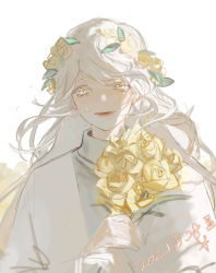 Rule 34 | crying, daydream forester, flower, highres, long hair, panni xing, red lips, sky: children of the light, white background, yellow eyes, yellow flower