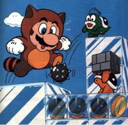 Rule 34 | 1boy, blue theme, buster beetle, facial hair, full body, ice, jump, lowres, mario, mario (series), muncher, mustache, nintendo, official art, plant, raccoon mario, raccoon suit, raccoon tail, sky, spike (mario), spike ball, super mario bros. 1, super mario bros. 3, swest, tail, tanooki mario, took