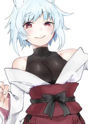 Rule 34 | 1girl, animal ears, bad id, bad twitter id, blue hair, blush, bodysuit, character request, copyright request, konno shimako, looking back, off shoulder, red eyes, short hair, simple background, sketch, skin tight, smile, solo, white background