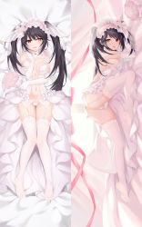 Rule 34 | 1girl, :p, ass, bare shoulders, black hair, bouquet, breasts, bridal veil, bride, center opening, clock eyes, date a live, dress, flower, full body, garter belt, hairband, hand up, heterochromia, highres, holding, holding bouquet, lolita hairband, long hair, looking at viewer, lowleg, lowleg panties, lying, medium breasts, on back, panties, piuta, red eyes, smile, solo, symbol-shaped pupils, thighhighs, tokisaki kurumi, tongue, tongue out, twintails, underwear, veil, wedding dress, white dress, white panties, white thighhighs, yellow eyes