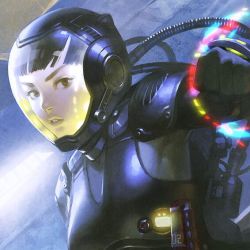 Rule 34 | 1girl, armor, black hair, body armor, bodysuit, cable, clenched hand, drivesuit, eyebrows, helmet, legendary pictures, lips, mako mori, neon trim, nose, pacific rim, pan pacific defense corps, punching, realistic, short hair, solo, yuu kikuchi