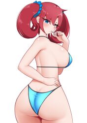 Rule 34 | 1girl, ass, bikini, breasts, digimon, digimon story: cyber sleuth, female focus, looking at viewer, shiramine nokia, solo, swimsuit, twintails