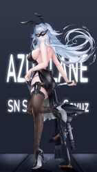 Rule 34 | 1girl, absurdres, anti-materiel rifle, azur lane, bare shoulders, black dress, breasts, bullpup, cleavage, combat knife, dress, gun, hair between eyes, handgun, high heels, highres, holding, holding gun, holding weapon, holster, iue (artist), jewelry, knife, large breasts, long hair, looking at viewer, muzzle device, official alternate costume, pistol, pumps, rifle, ring, scope, side slit, sleeveless, sleeveless dress, sniper rifle, solo, sovetsky soyuz (azur lane), sovetsky soyuz (skyfall agent) (azur lane), thigh holster, very long hair, weapon