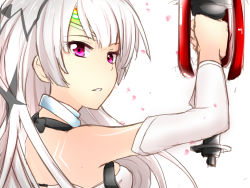 Rule 34 | 1girl, altera (fate), bad id, bad pixiv id, bare shoulders, cherry blossoms, dark-skinned female, dark skin, detached sleeves, dinas, fate/grand order, fate (series), photon ray (fate), pink hair, purple eyes, solo, sword, veil, weapon