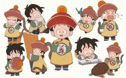 Rule 34 | &gt; &lt;, 2boys, :d, baozi, black eyes, black hair, blue butterfly, book, bug, butterfly, child, closed eyes, closed mouth, crying, dragon ball, dragon ball (object), dragonball z, eating, food, food in mouth, hat, highres, holding, holding clothes, holding food, holding hat, hugging another&#039;s leg, insect, j ooey, long hair, long sleeves, looking at another, looking at viewer, low ponytail, lying, male focus, monkey tail, multiple boys, multiple views, on stomach, open book, open mouth, orange pants, pants, polka dot, polka dot background, ponytail, raised eyebrows, red headwear, running, simple background, sleeves past wrists, smile, son gohan, son goku, tail, tears, turtle, umigame (dragon ball), unworn hat, unworn headwear, white background, wide sleeves