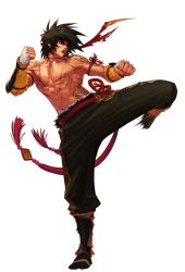Rule 34 | 00s, bandana, brown hair, dungeon and fighter, fighter (dungeon and fighter), highres, male striker, manly, scar, topless male, spiked hair, tattoo