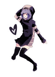 Rule 34 | 1girl, androgynous, artist request, boots, coat, full body, hat, katekyo hitman reborn!, mammon (reborn), purple hair, solo, source request, thigh boots, thighhighs