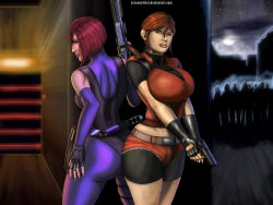 Rule 34 | 2girls, breasts, capcom, claire redfield, company connection, crossover, dino crisis, huge breasts, multiple girls, regina, resident evil, resident evil 2