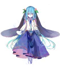 Rule 34 | 1girl, :|, absurdres, black veil, blue hair, blue nails, blue skirt, bow, closed mouth, collared shirt, commentary, expressionless, fingernails, food, food-themed hair ornament, frilled sleeves, frills, fruit, full body, hair between eyes, hair bow, hair ornament, highres, hinanawi tenshi, keystone, leaf, long hair, long sleeves, looking at viewer, nail polish, neck ribbon, no headwear, no headwear, orange bow, peach, peach hair ornament, red eyes, red ribbon, ribbon, shirt, simple background, skirt, socks, solo, touhou, veil, very long hair, white background, white shirt, white socks, wide sleeves, zhixie jiaobu